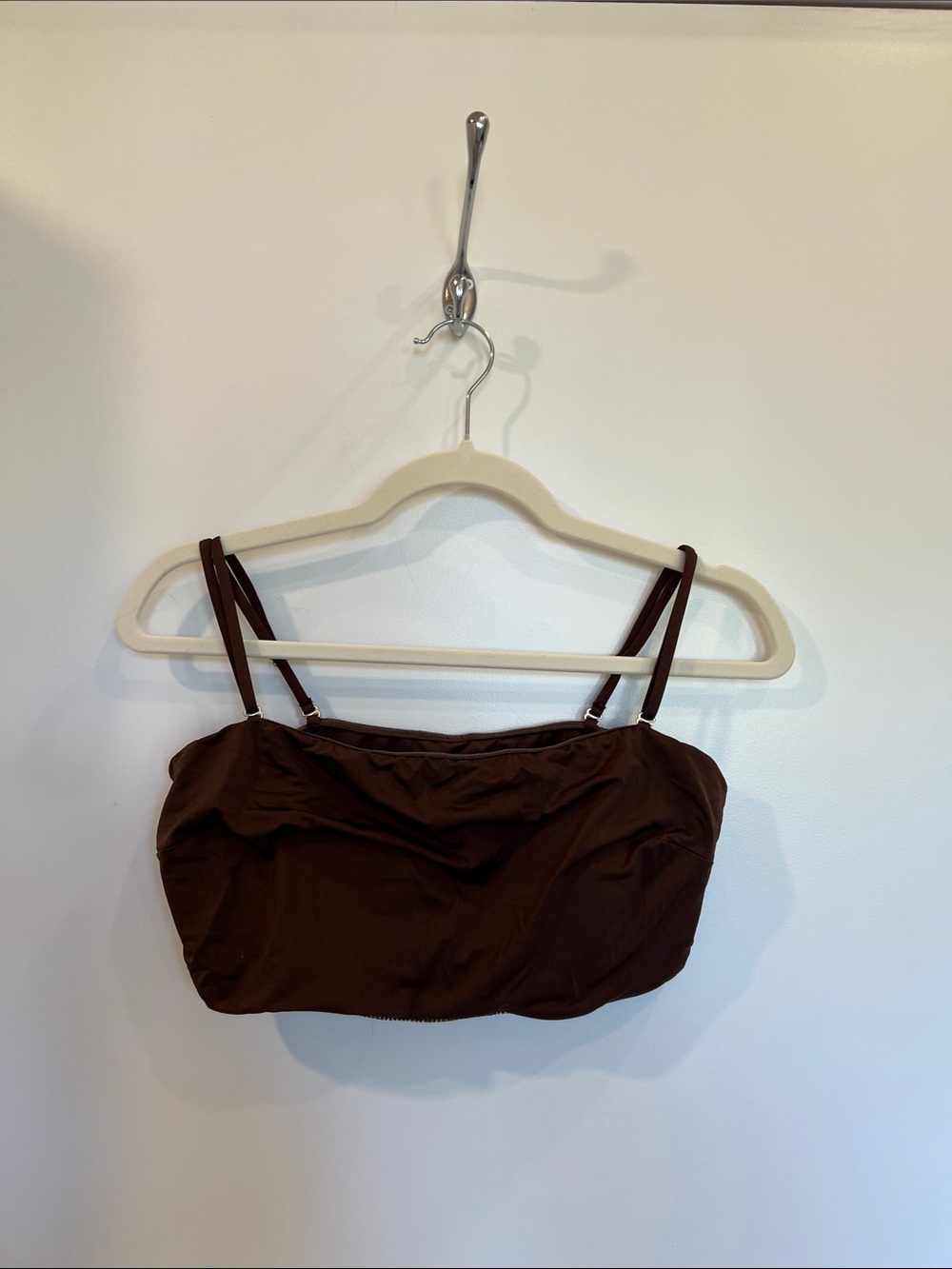 Women's Brown Bandeau Bralette with Adjustable Straps matching bottoms